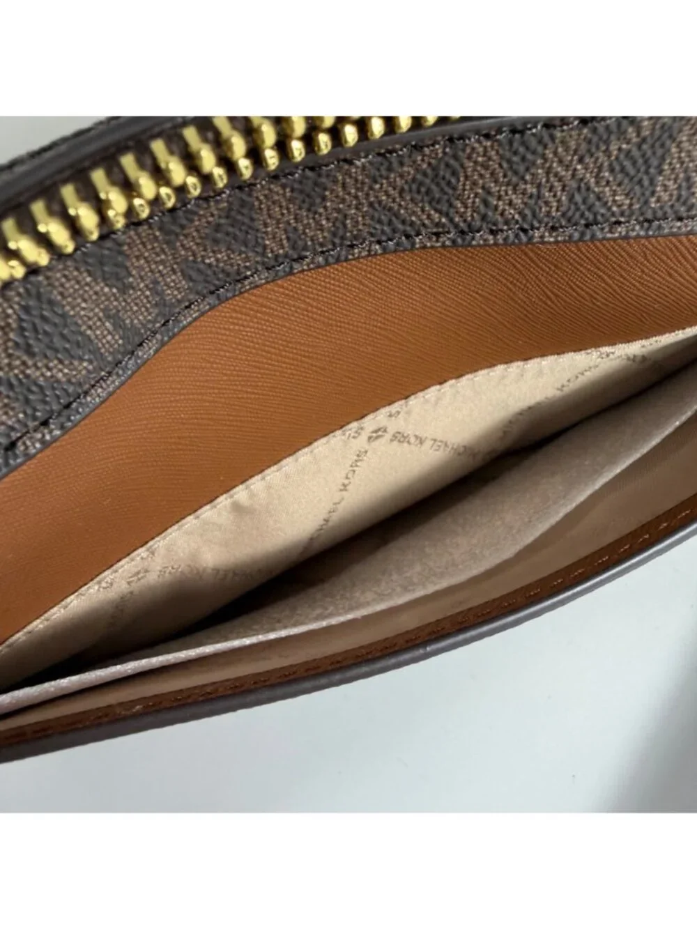 NWT $398 Michael Kors Jet Set Brown Signature Logo PVC Chain Crossbody Bag